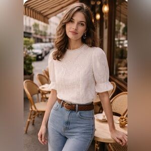 Sézane Bert blouse in ecru organic cotton size 40FR/Medium